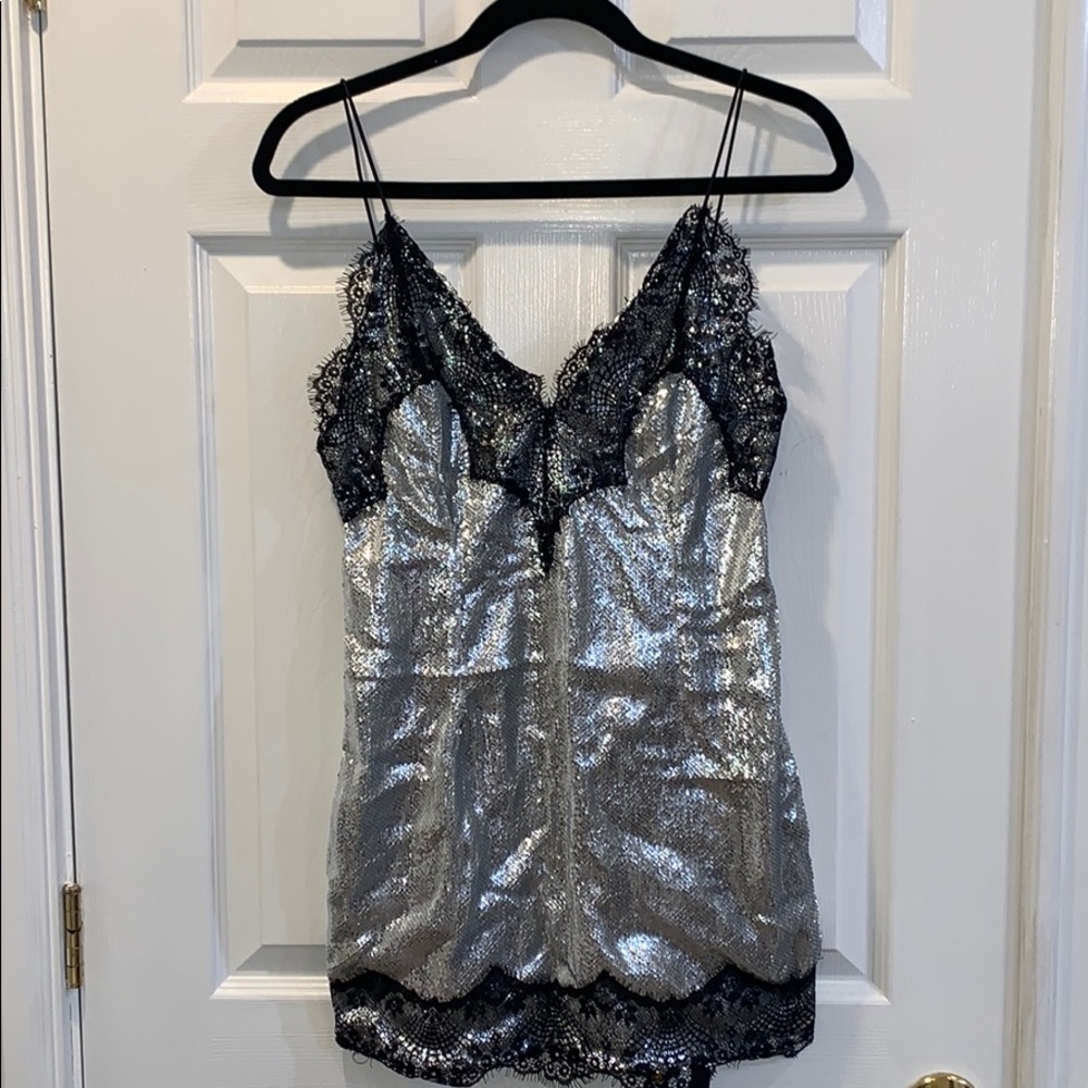 Pretty Little Thing Silver/Black Sequin Dress